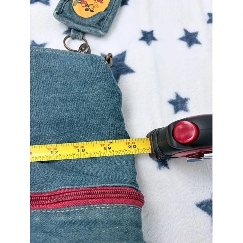 Vintage Disney Mickey Mouse Denim Duffle Bag Travel Gym Bag w Pouch